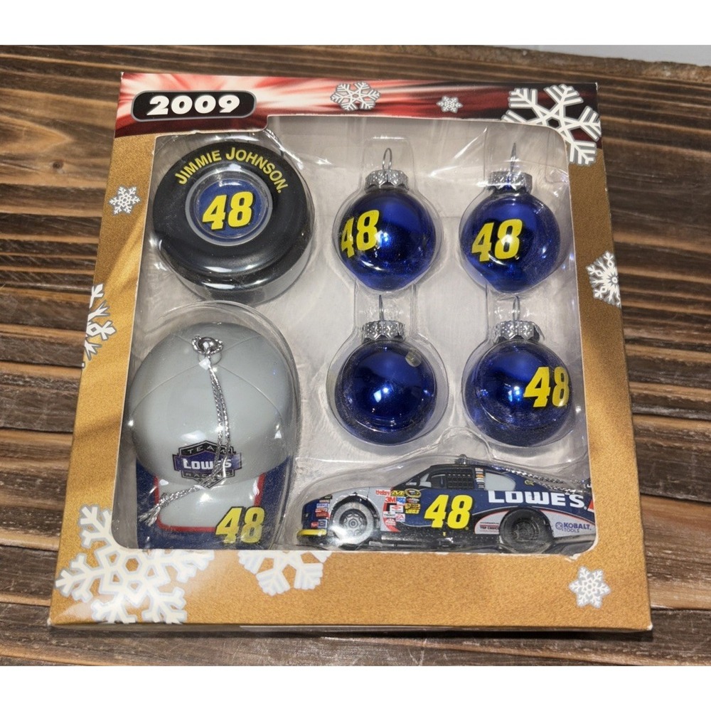 Trevco NASCAR Jimmie Johnson #48 Miniature Ornament Set of 6 NEW Box has Wear